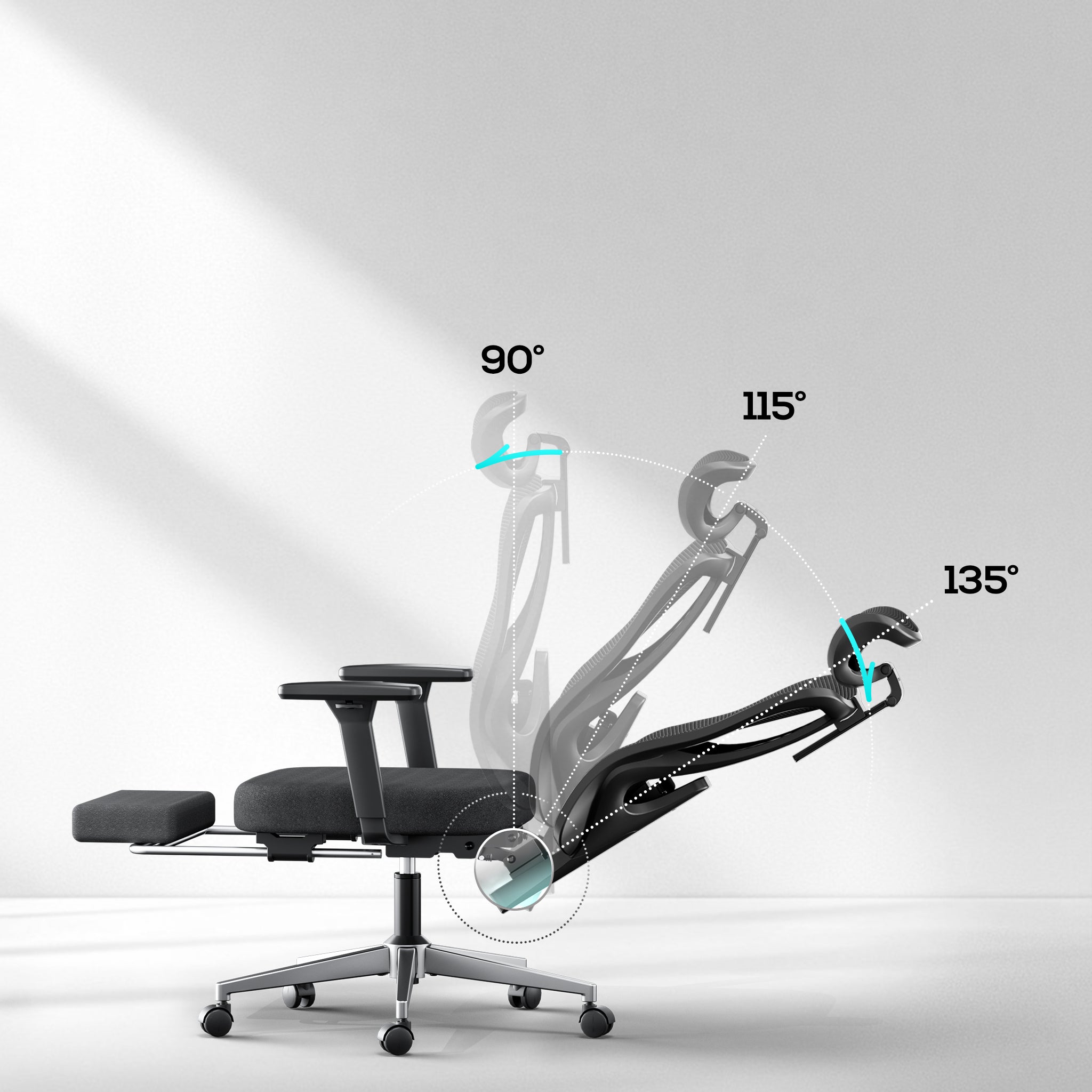 Hbada_P3_office_Chair with footrest upgrade black reclining angle
