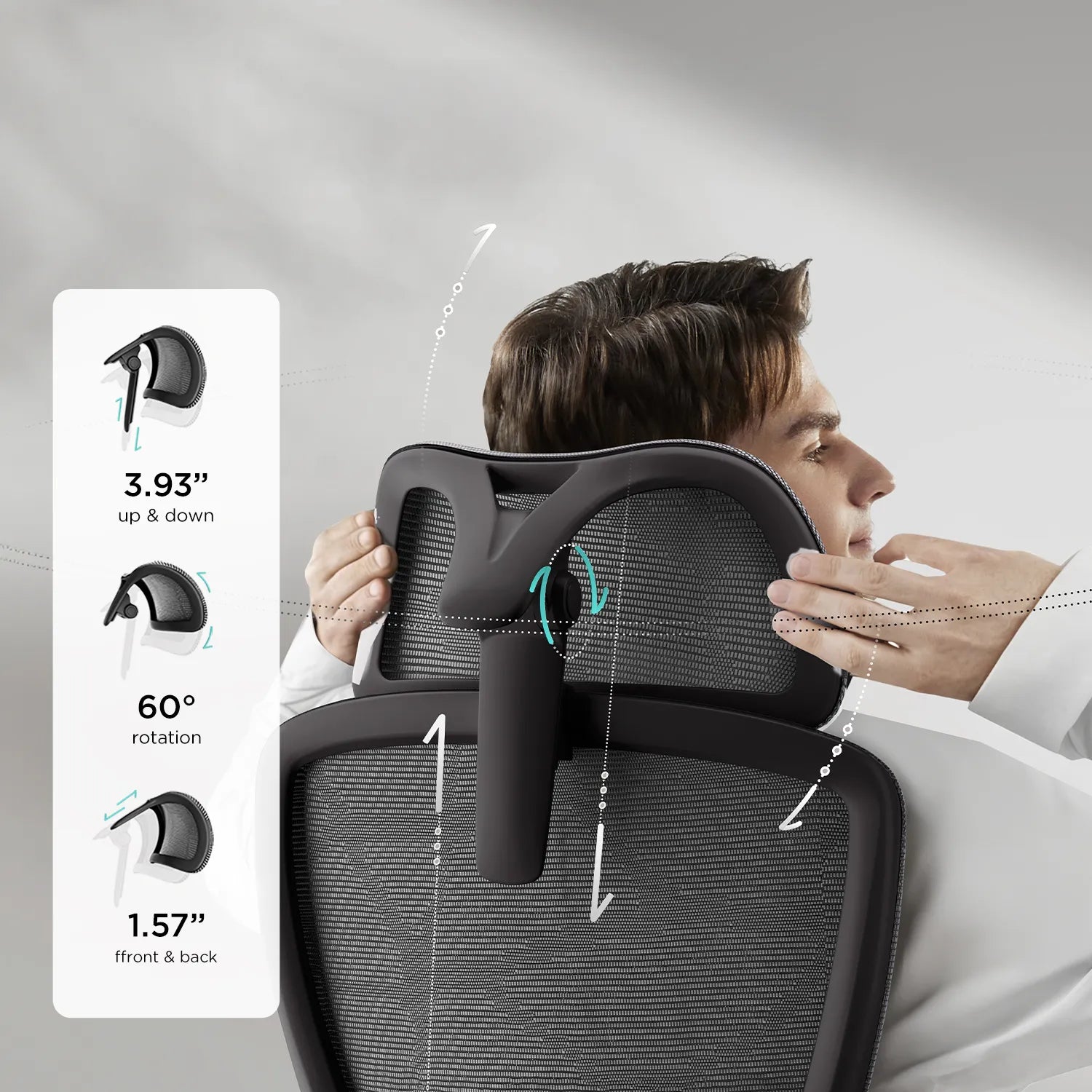 Hbada E2 Pro Ergonomic Office Chair without Footrest black headrest