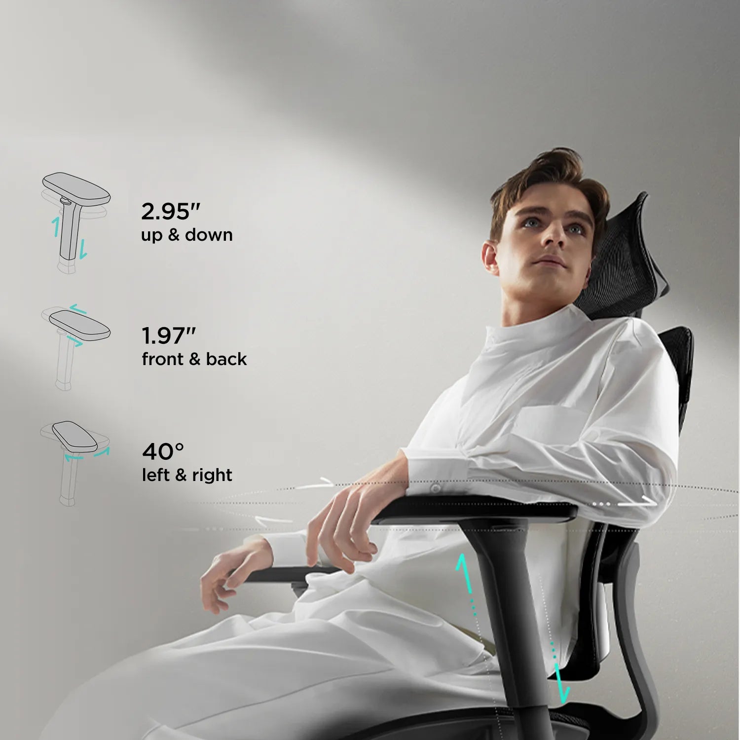 Hbada E2 Pro Ergonomic Office Chair without Footrest black armrests
