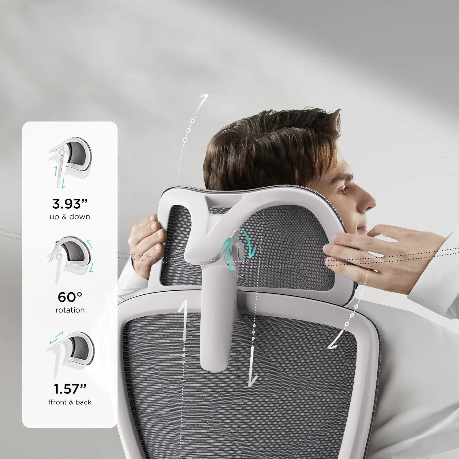 Hbada E2 Pro Ergonomic Office Chair without Footrest white headrest