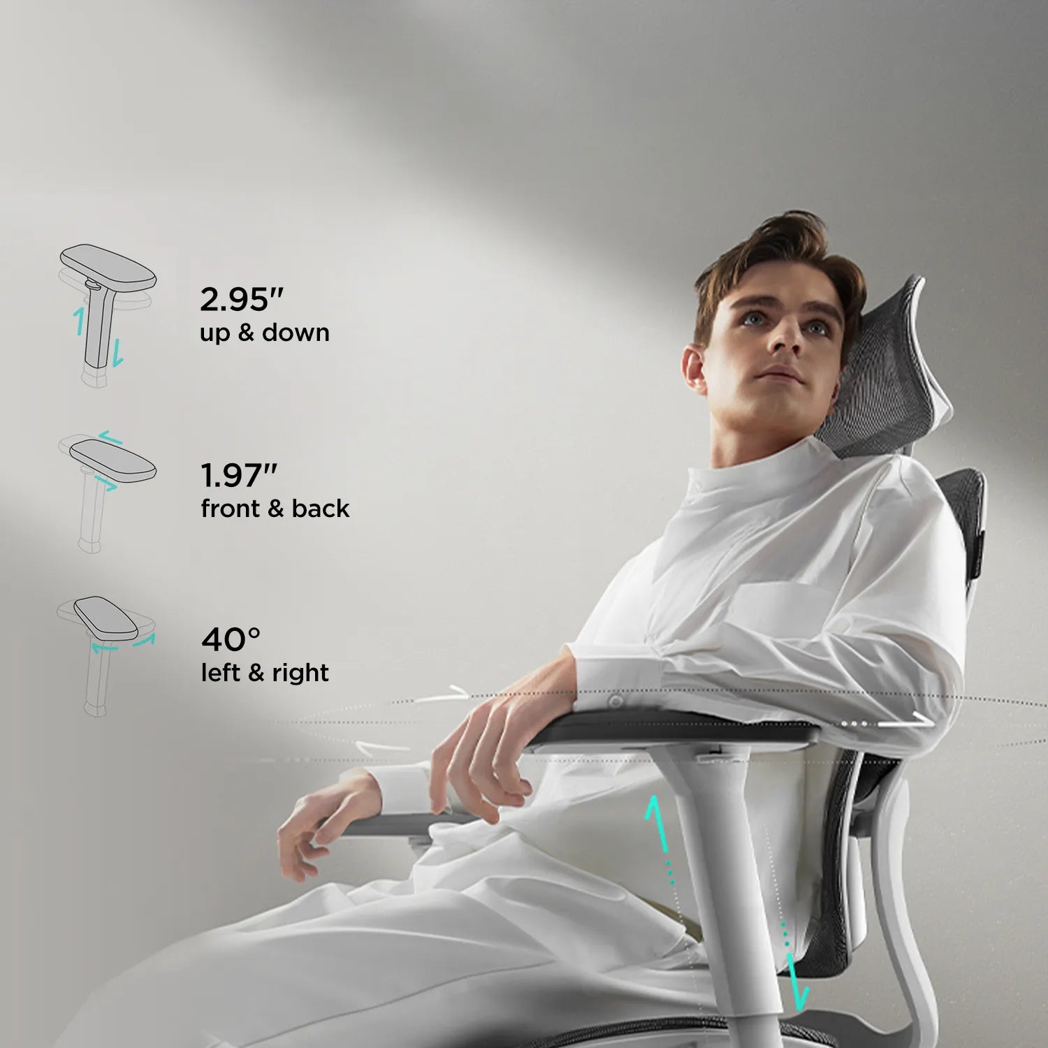 Hbada E2 Pro Ergonomic Office Chair without Footrest white armrests