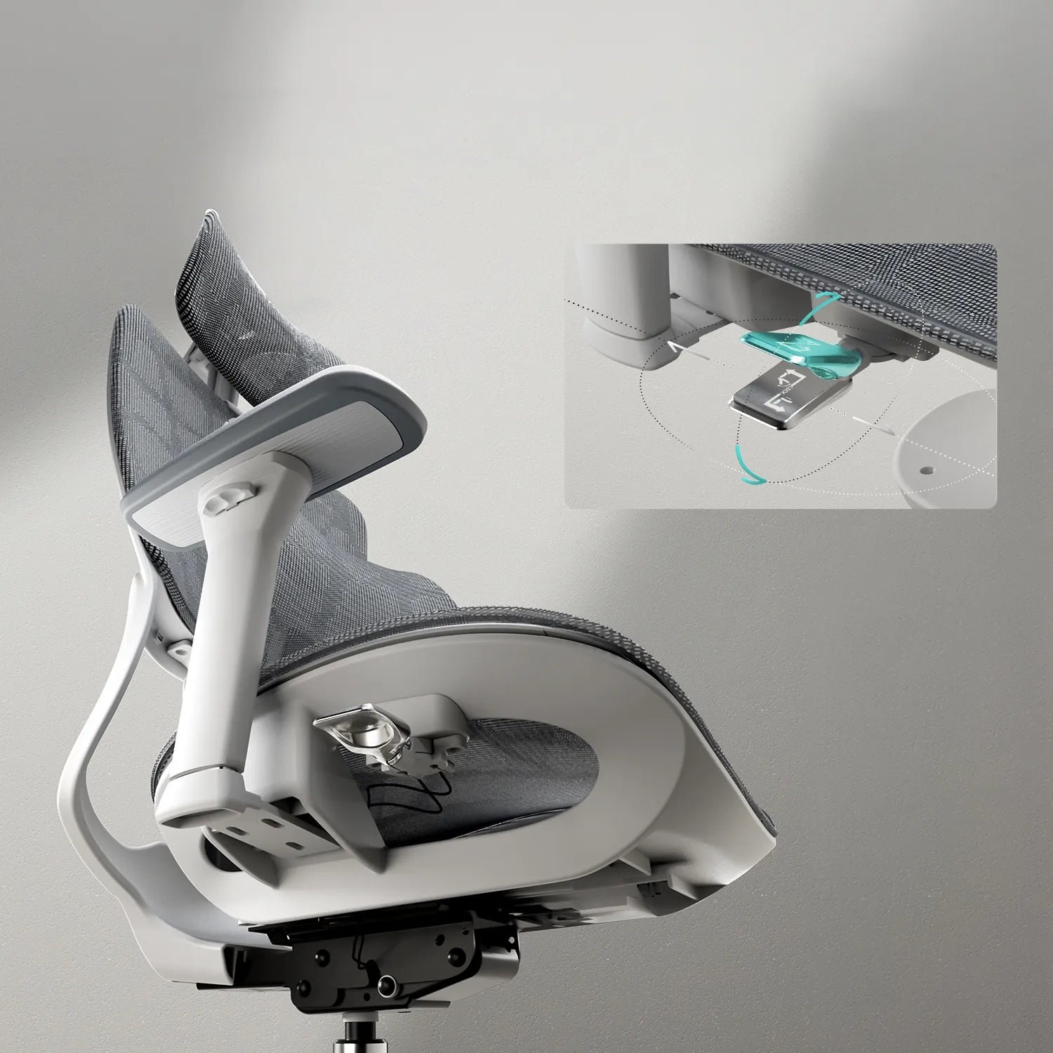 Hbada E2 Pro Ergonomic Office Chair without Footrest white button