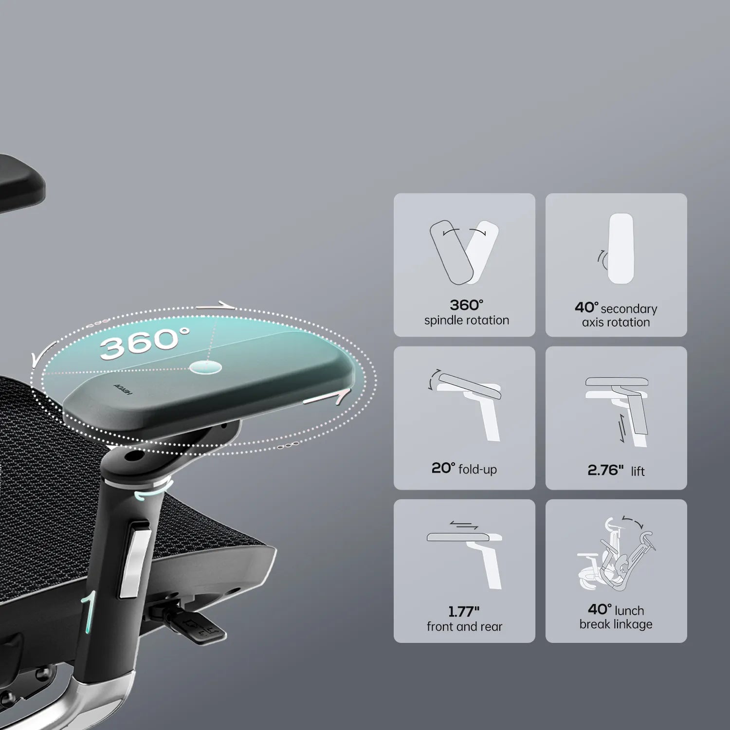 HBADA E3 Ultra Ergonomic Office Chair Futuristic(with Footrest) black armrests