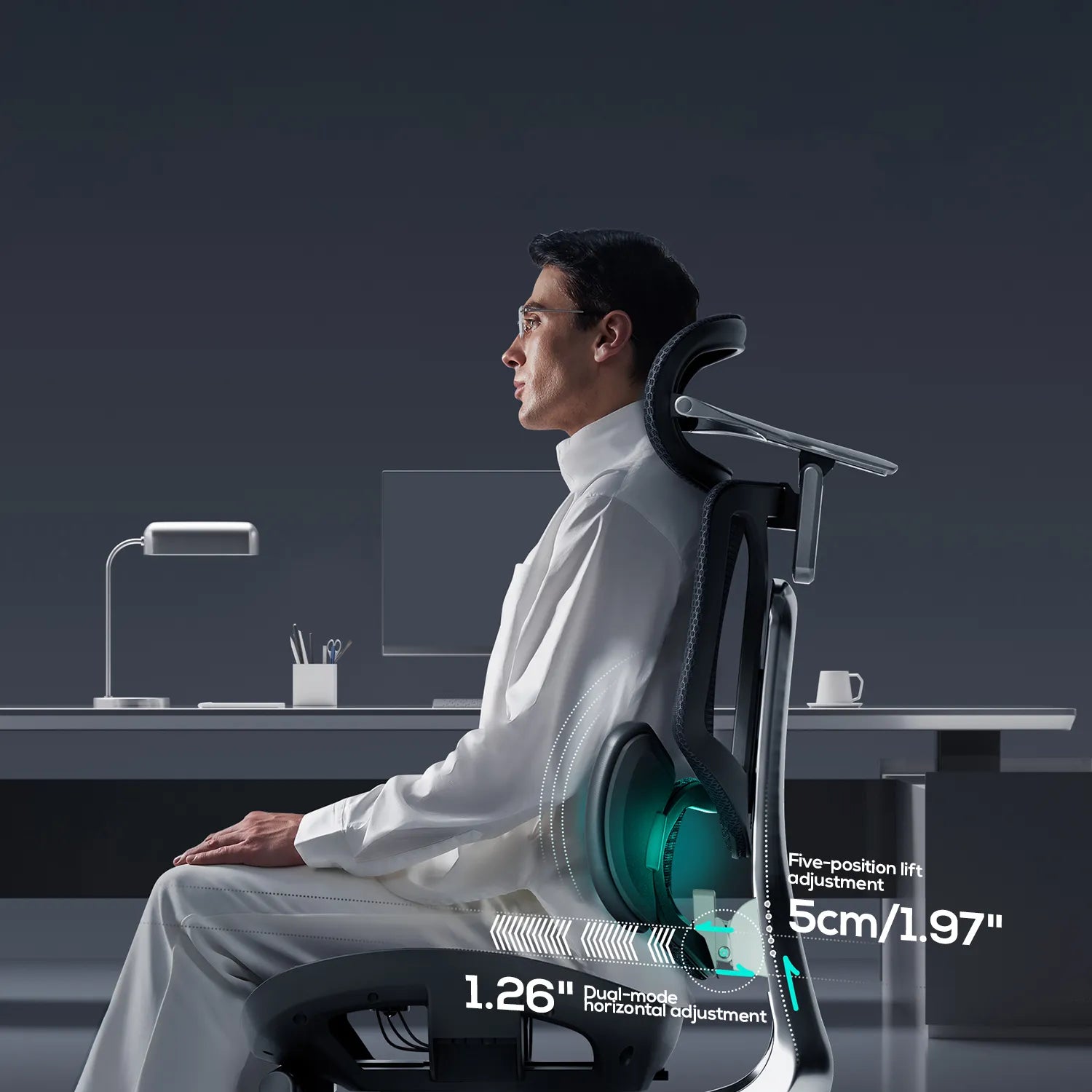 HBADA E3 Ultra Ergonomic Office Chair Futuristic(with Footrest) black lumbar support