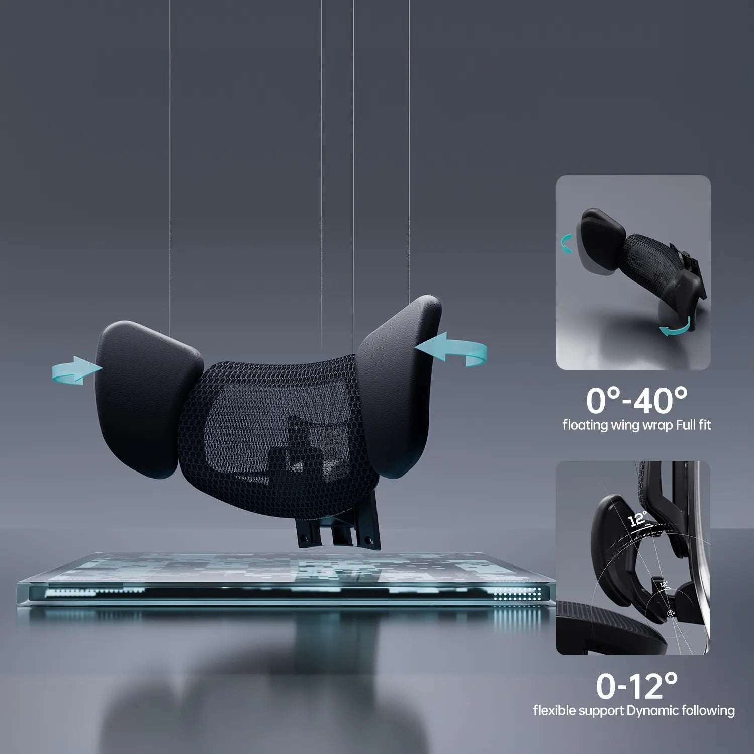HBADA E3 Ultra Ergonomic Office Chair Futuristic(with Footrest) black lumbar support detail