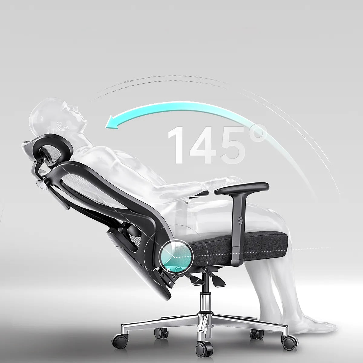 Hbada_P3_office_Chair without footrest  black reclining angle