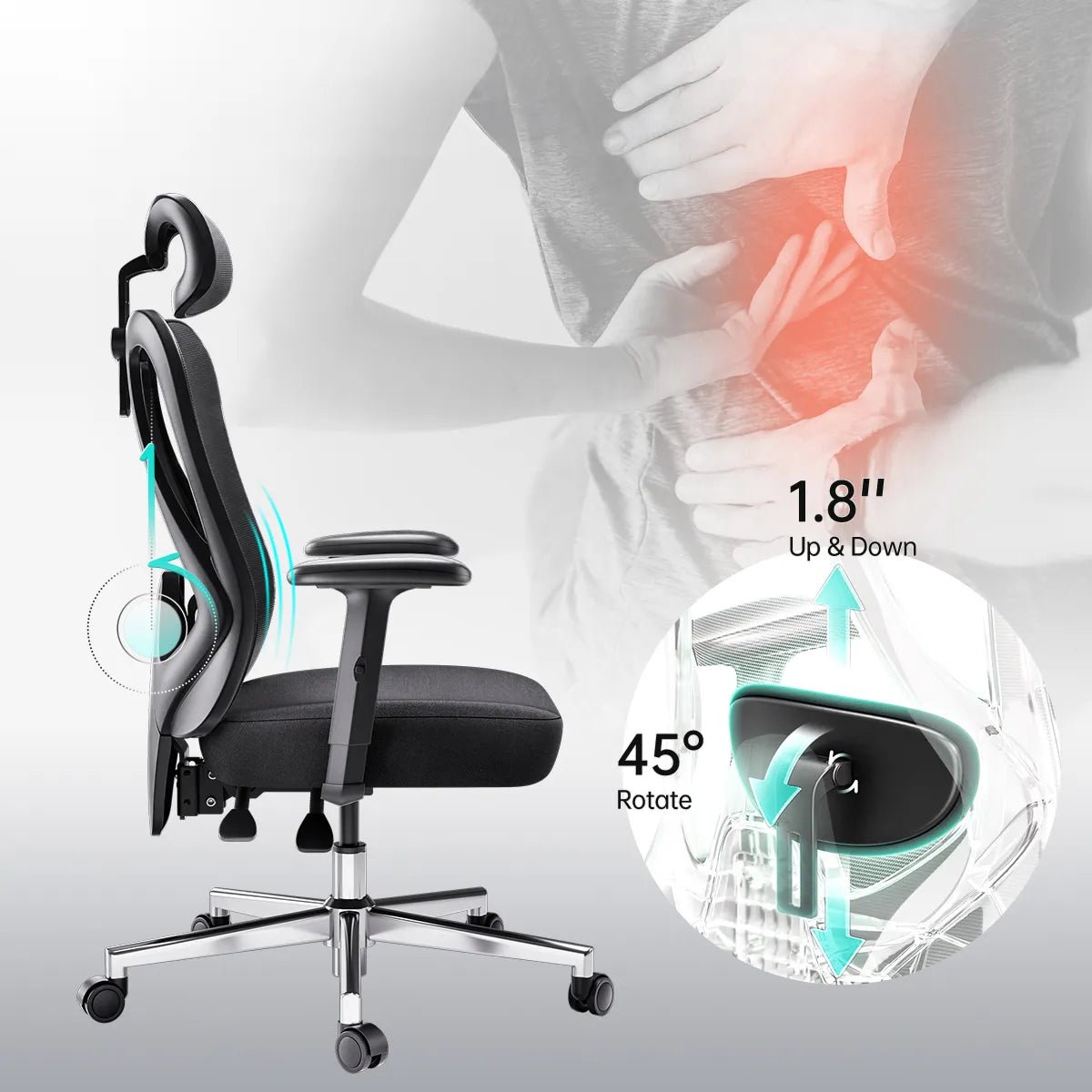 Hbada_P3_office_Chair without footrest  black lumbar support detail