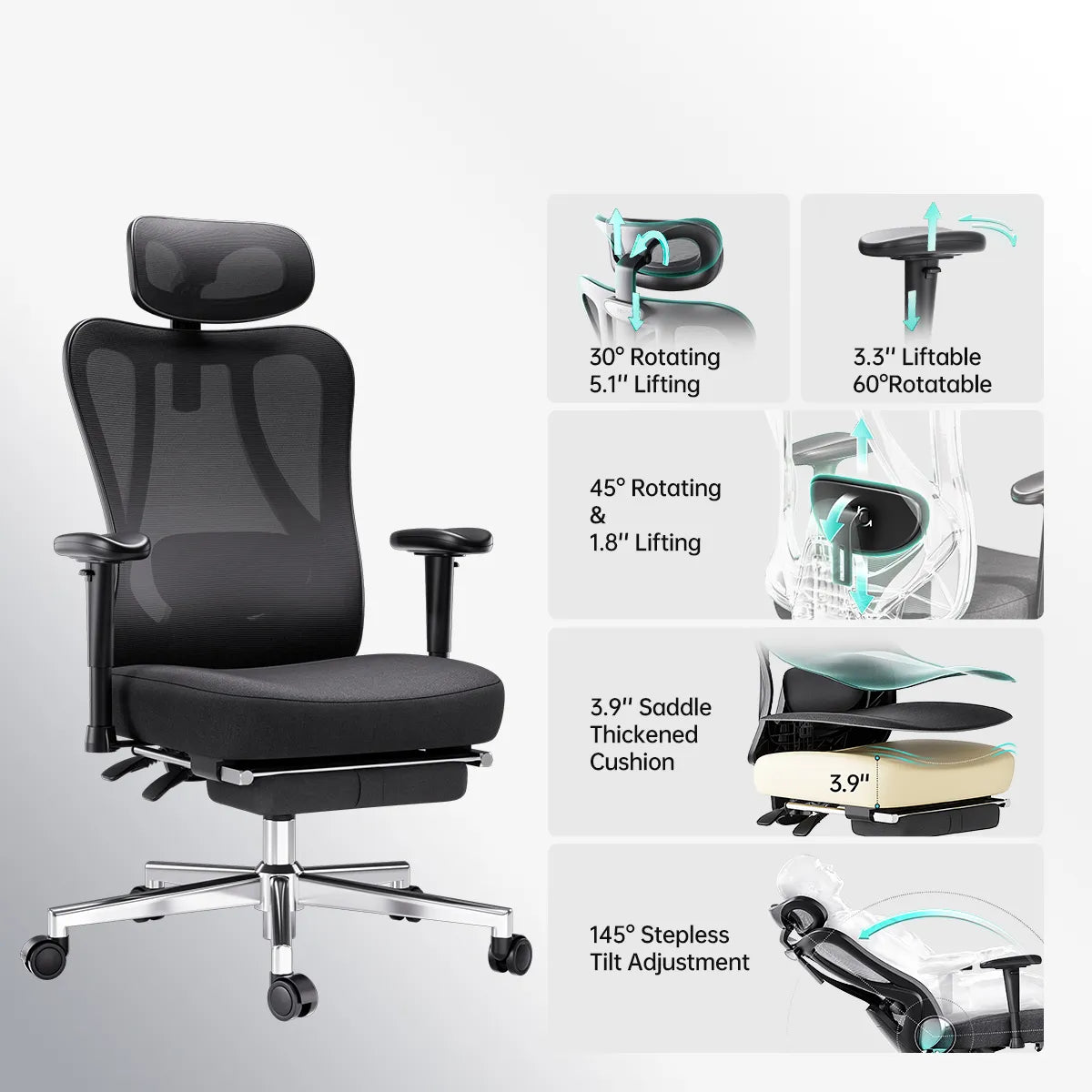 Hbada_P3_office_Chair with footrest black ergomomic design