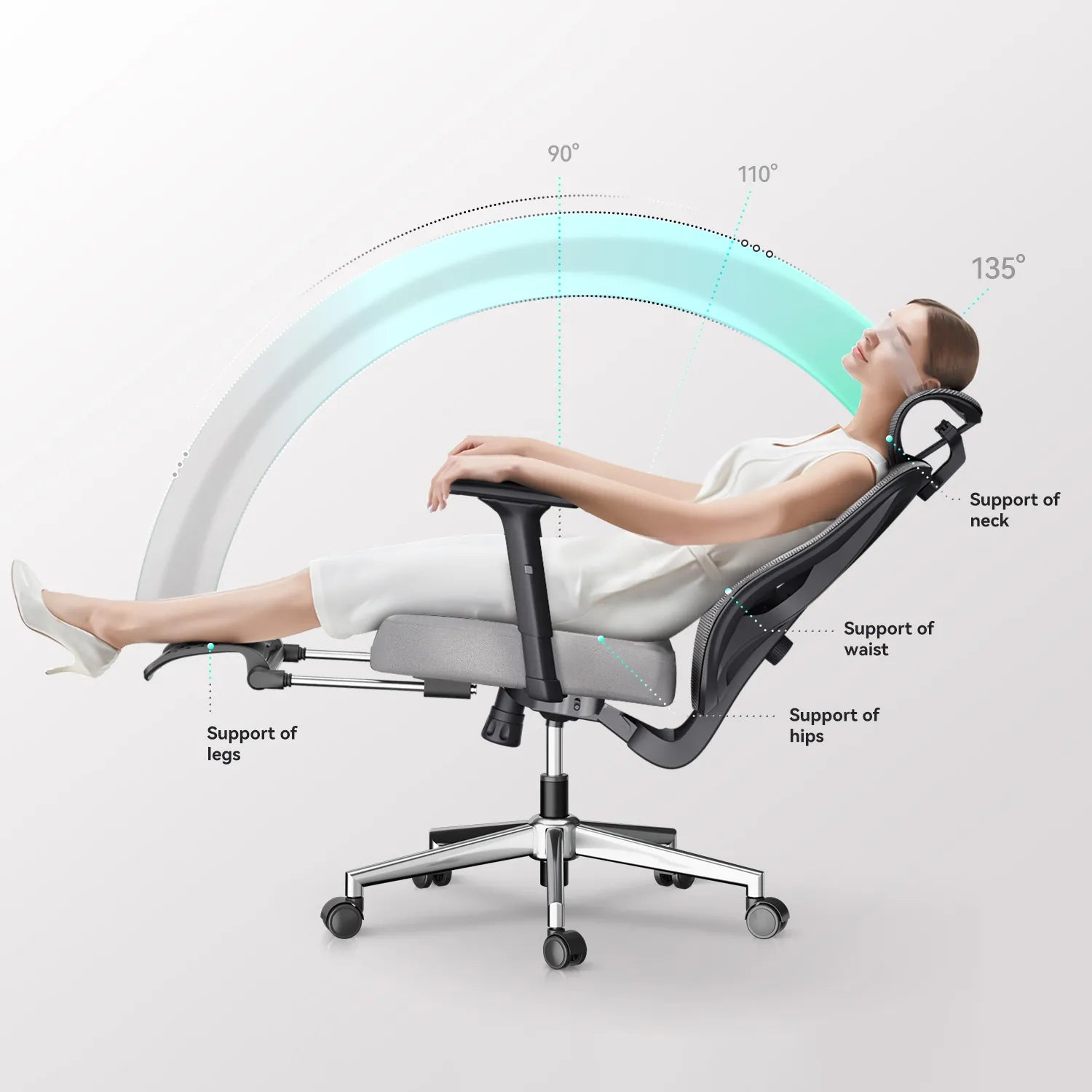 HBADA P5 Ergonomic Office Chair with Footrest